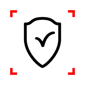 作为保护和保险的盾牌标志符号在 foc 的黑色图标