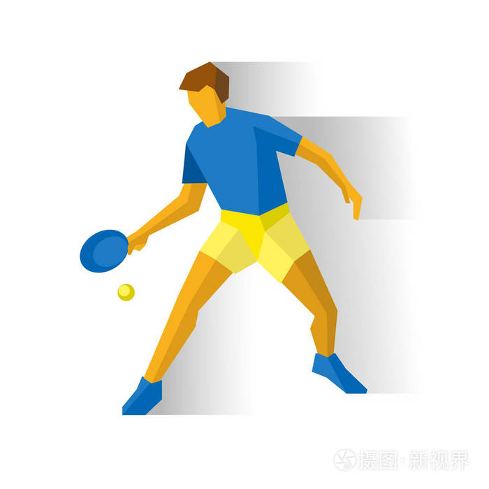 乒乓球运动员.球拍与球的运动员插画-正版商用图片0xf
