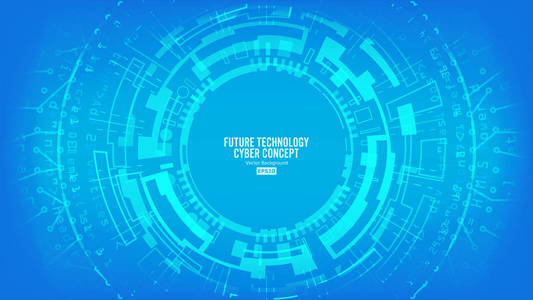 抽象的未来派科技背景矢量。安全打印。蓝色的电子网络。数字系统设计