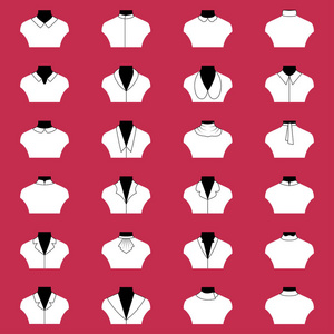 组类型的衣领，矢量图