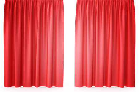 豪华猩红色红色丝绒窗帘现实。3d 渲染