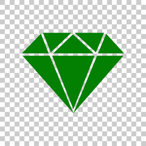 钻石标志图。在透明背景上的暗绿色图标