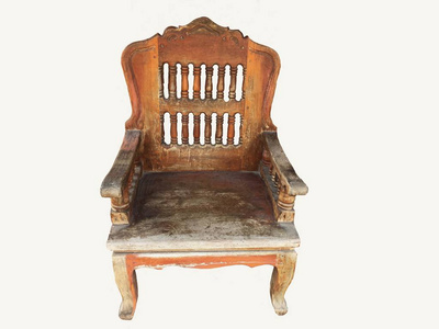 扶手椅复古旧风格木制白色背景上孤立