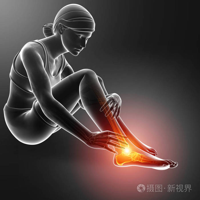 女性的脚和踝关节疼痛