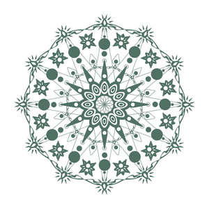 圆的曼荼罗。绿色花卉图案