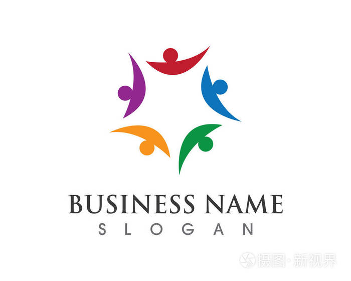 通过与社区护理 logo 模板矢量图标