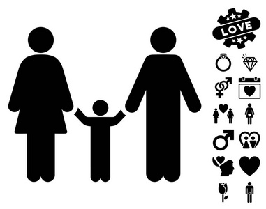 家庭儿童图标与爱奖金