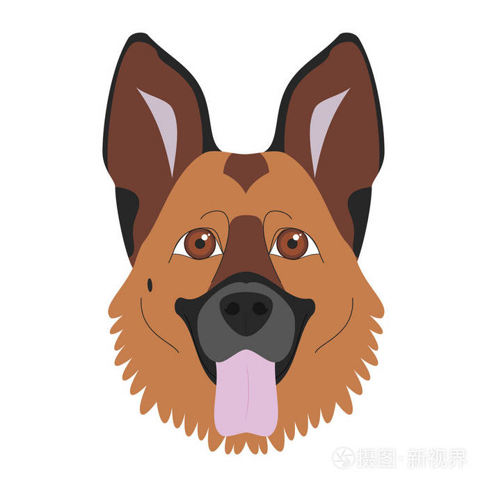 白色背景矢量图上孤立的德国牧羊犬