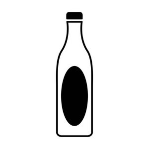瓶饮料剪影孤立的图标