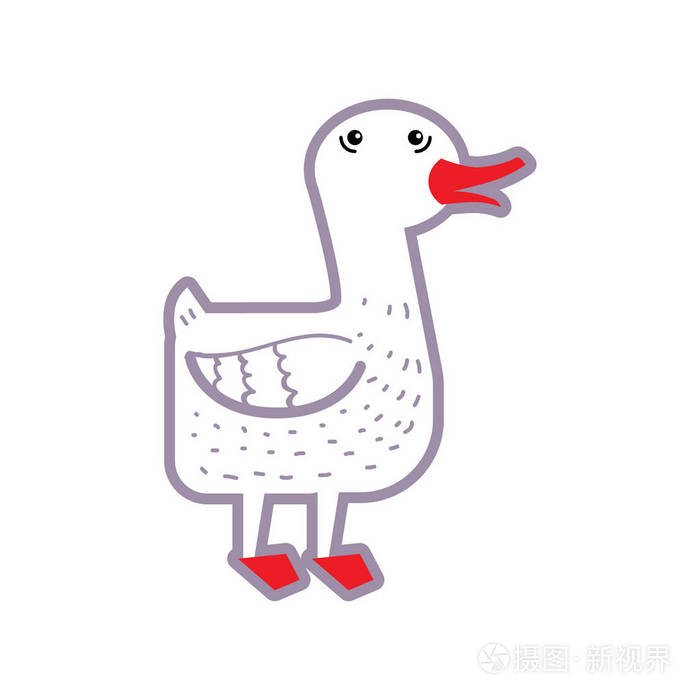 动物矢量图白色背景上分离.幼儿园, 小学, 玩具店,鹅卡通儿童服饰店.