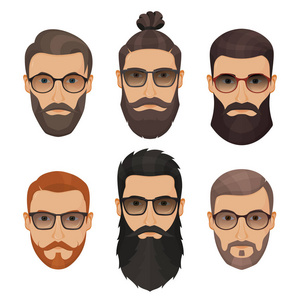 赶时髦的人胡须的男人用不同的发型 胡子 胡须
