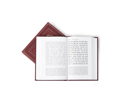 在白色的背景下，大卫的诗篇的犹太书。孤立的图像，文本的地方