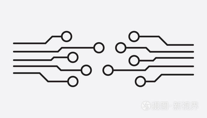 电路板图标.技术方案符号平面矢量图白色背景上