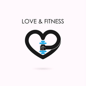 心标志和哑铃形图标。健身和健身房的标志。医疗保健 spo
