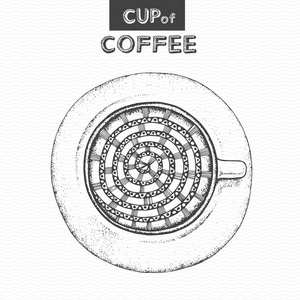 装饰草绘的杯咖啡或茶