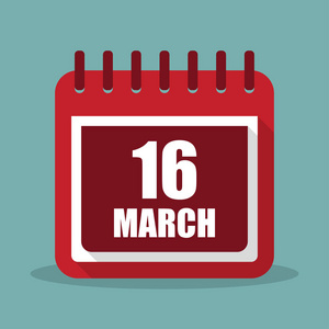 与 16 三月在平面设计中的日历。矢量图