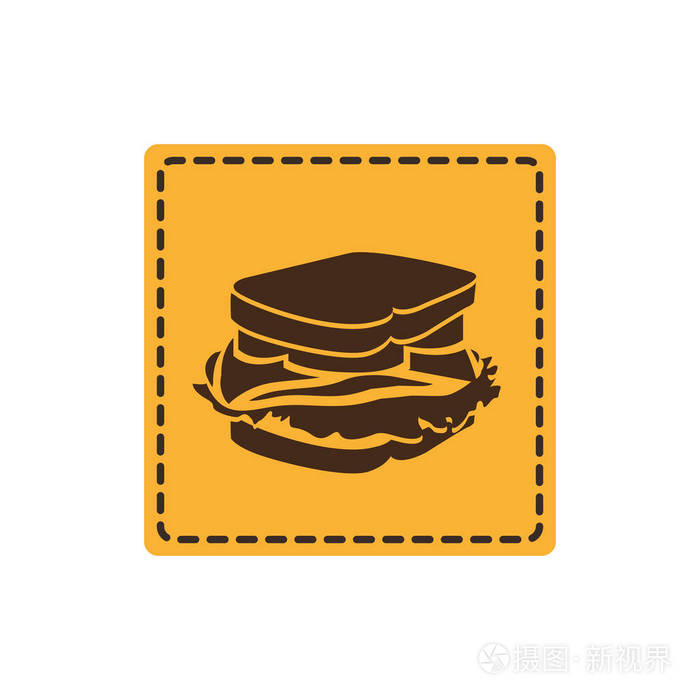 黄色标志贴纸三明治图标