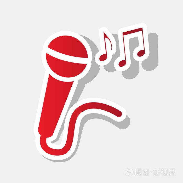 话筒标志的音符.矢量.新的一年带红色图标与外部的和