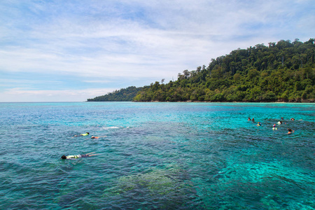 在 Koh 韩国，泰国安达曼海浮潜