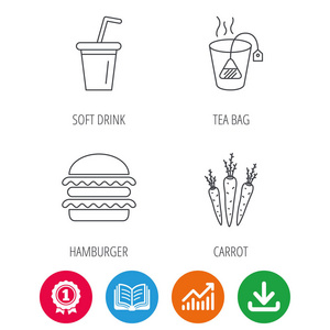 汉堡包 袋茶和软饮料的图标