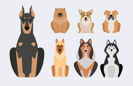 可爱的卡通狗性格面包插图卡通风格快乐小狗和孤立的友好哺乳动物可爱吉祥物犬矢量图