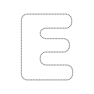字母 E 标志设计模板元素。矢量。黑色虚线的图标
