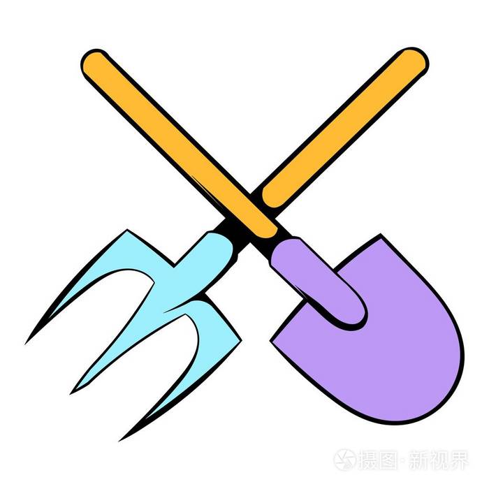 铁铲和干草叉图标卡通