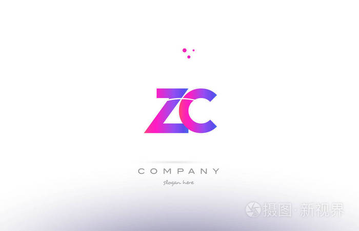 zc z c 粉红色现代创意字母表字母标志图标模板