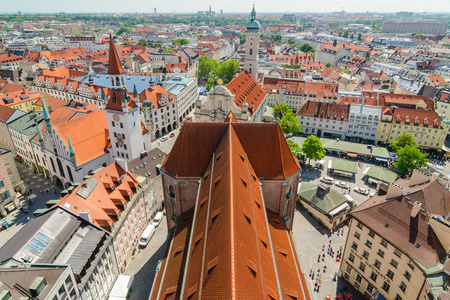 慕尼黑，巴伐利亚，德国的老城镇体系的全景视图
