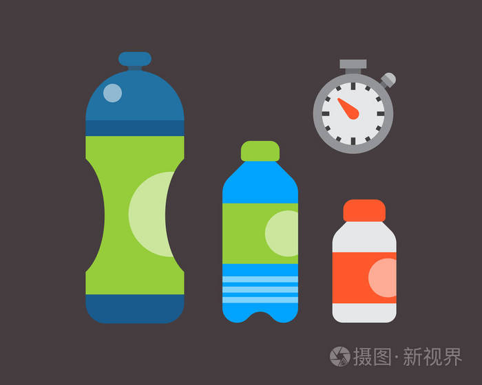 运动瓶透明矿物饮料空白茶点 natureclean 液体环境元素矢量图插画