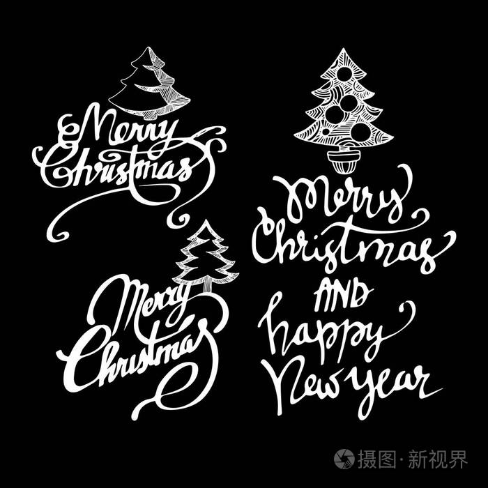 快乐圣诞手写的书法字体.圣诞贺卡.快乐圣诞手写字体