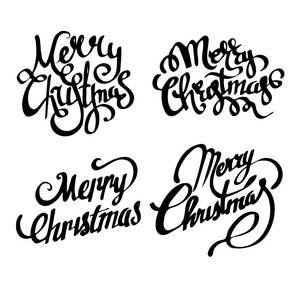 圣诞节横幅。快乐圣诞手写的书法字体。圣诞贺卡。快乐圣诞手写字体