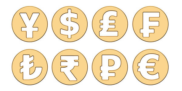 黄金的货币符号，3d 渲染