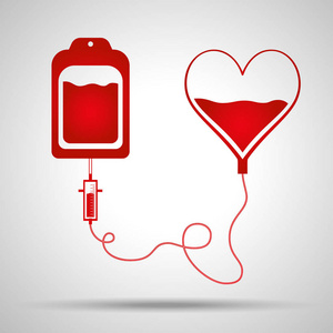 血袋和心。血液捐赠日的概念。人献血。矢量图在平面样式