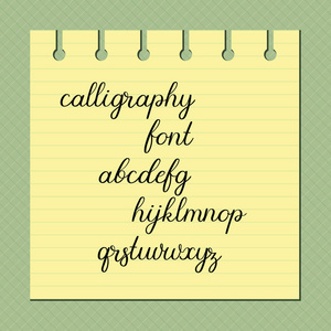 手写的字体 aphabet。矢量书法字体。手绘制的字母