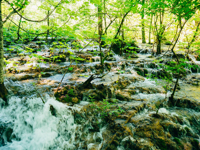 在国家公园里十六湖，克罗地亚的瀑布。Waterfal