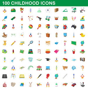 100 童年图标设置 卡通风格