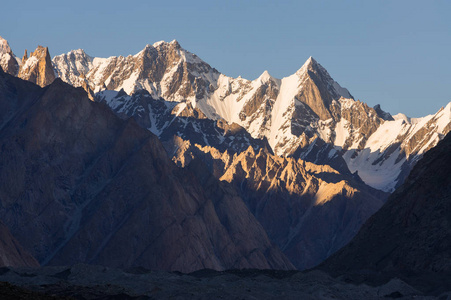 在夕阳下，K2 迷航，巴基斯坦喀喇昆仑雪山峰