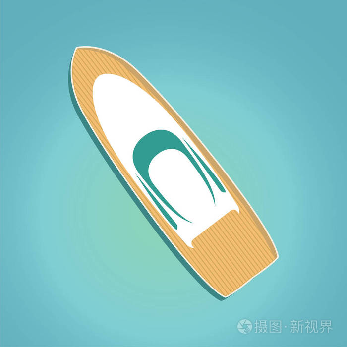 豪华旅行海道海洋运输矢量电机游艇船在时髦的平面设计白色的游艇船木