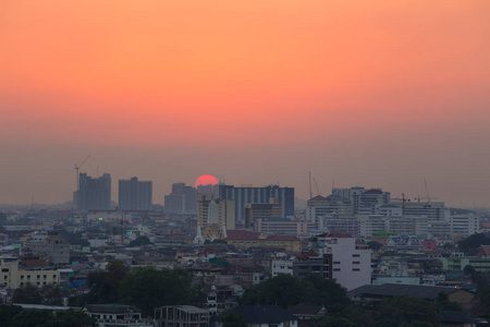 曼谷城市在日落