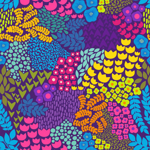 五颜六色的花卉图案。矢量背景设计