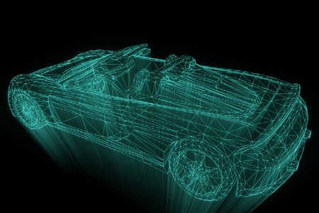 赛车汽车全息线框。漂亮的 3d 渲染