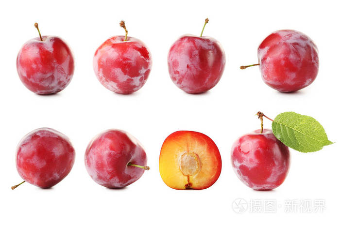 新鲜红李子的行