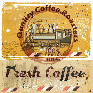 垃圾摇滚复古高建群火车，咖啡粒咖啡海报