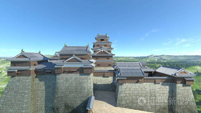 日本城堡3dcg渲染