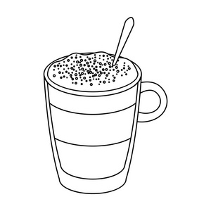 一杯咖啡。不同类型的咖啡的大纲样式矢量符号股票图 web 的单个图标
