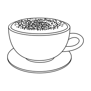 一杯卡布奇诺。不同类型的咖啡的大纲样式矢量符号股票图 web 的单个图标