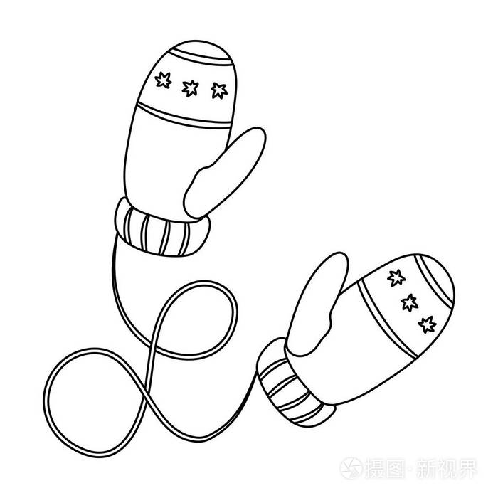 冬天的手套.加拿大的大纲样式矢量符号股票图 web 的单个图标