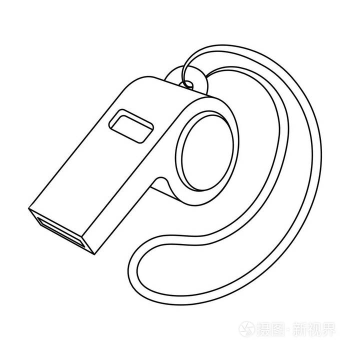 吹口哨的足球迷.球迷单大纲样式矢量符号股票图中的图标