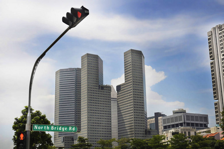 城市景观新加坡亚洲金融区现代设计办公大楼业务摩天大楼